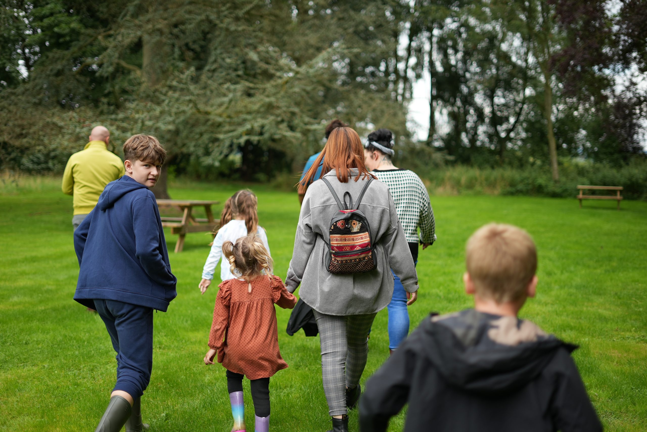 Family in the grounds of Trafford Hall Chester